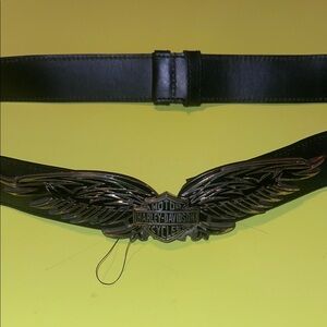 Harley-Davidson Black Belt with Silver Winged Emblem